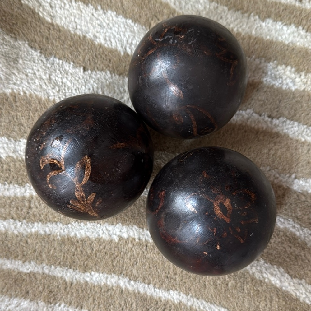 Pottery barn Decorative solid wood balls  (set of 3)